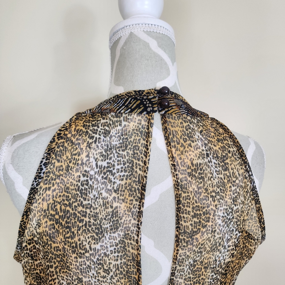 Vintage Joseph Ribkoff Layered Dress Size 10 Tribal Cheetah Print Brown - Picture 11 of 15